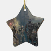 de glorieuze zeven robots b keramisch ornament (Links)