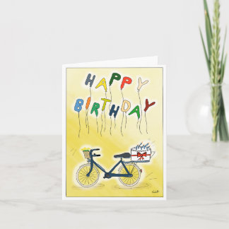 DE Glückwunschkarte Fahrrad mit Ballons Kaart