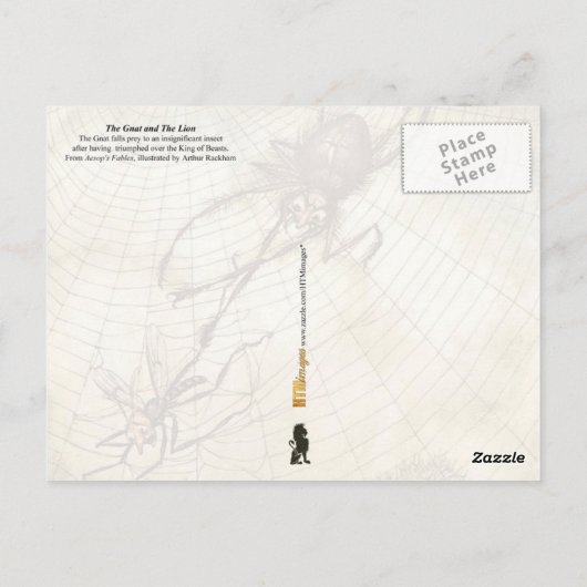 De gnat en de leeuw briefkaart (Achterkant)