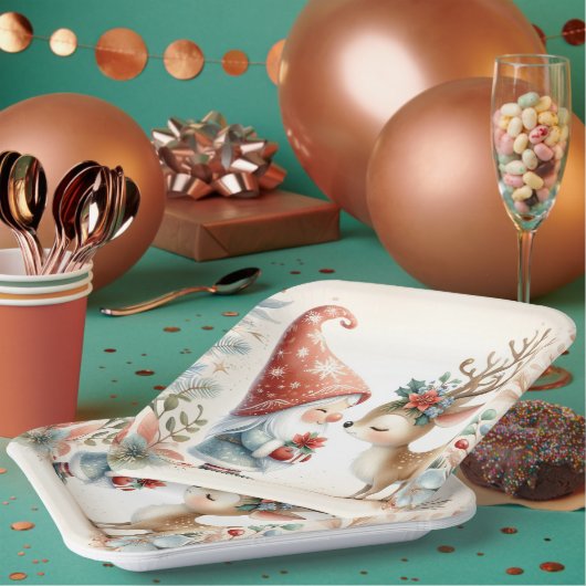 De gnoom en het rendier papieren bordje (Multi)