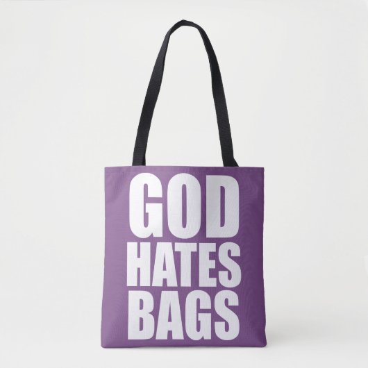 DE GOD HAAT ZAKKEN TOTE BAG (Voorkant)