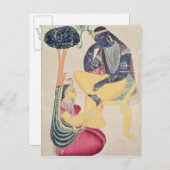 De God Krishna met zijn sterfelijke liefde, Radha Briefkaart (Voorkant / Achterkant)