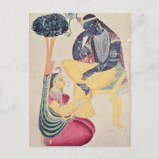 De God Krishna met zijn sterfelijke liefde, Radha Briefkaart (Voorkant)