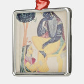 De God Krishna met zijn sterfelijke liefde, Radha Metalen Ornament (Links)