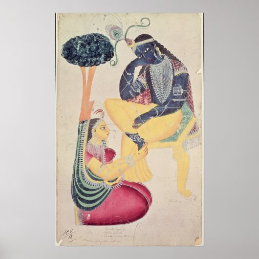 De God Krishna met zijn sterfelijke liefde, Radha Poster (Voorkant)