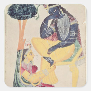 De God Krishna met zijn sterfelijke liefde, Radha Vierkante Sticker