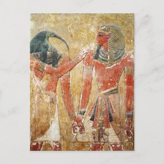 De god Thoth met Seti I in de Tomb van Seti Briefkaart (Voorkant)