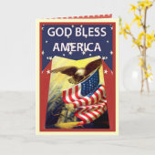 De god zegent Amerika, vlag en kale adelaar Kaart (Gele Bloem)