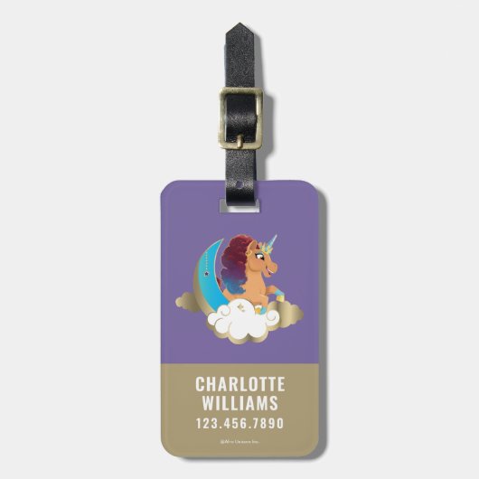 De Goddelijke Eenhoorn | Maan en wolken Bagagelabel (Voorkant verticaal)