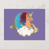 De Goddelijke Eenhoorn | Maan en wolken Briefkaart (Voorkant)