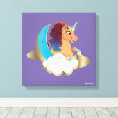 De Goddelijke Eenhoorn | Maan en wolken Canvas Afdruk (Insitu (Houten vloer))
