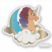 De Goddelijke Eenhoorn | Maan en wolken Sticker (Voorkant)