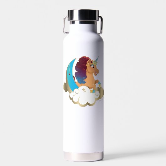 De Goddelijke Eenhoorn | Maan en wolken Waterfles (Voorkant)