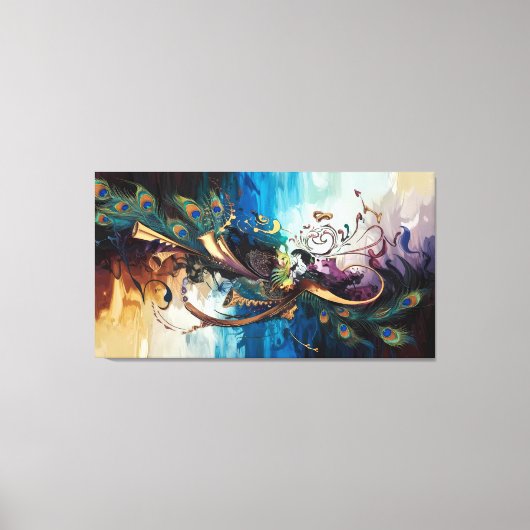 De Goddelijke Symfonie: Krishna's Melodie van Kleu Canvas Afdruk (Voorkant)