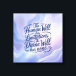 De Goddelijke Wil kent geen beperkingen. Inspirere Canvas Afdruk<br><div class="desc">Verhoog je ruimte met deze krachtige spirituele bevestiging: "De menselijke wil heeft beperkingen. De Goddelijke Wil heeft er geen." Dit elegant geschreven citaat is geplaatst tegen een serene, vloeiende pastelachtergrond van lavendel en zacht blauw, die de onbegrensde schoonheid van goddelijke aanwezigheid oproept. Ontworpen om de ziel te kalmeren en de...</div>