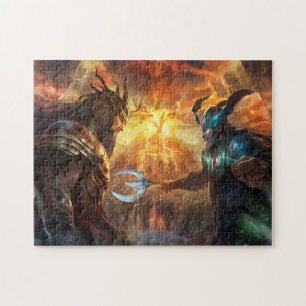 De goden Heimdall en Loki vechten bij Ragnarök Legpuzzel