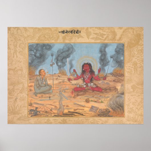 De godin Bhairavi Devi met Shiva Poster (Voorkant)