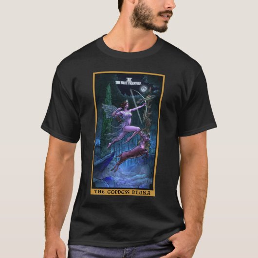 De godin Diana in de High Priestess Tarot Kaart T-shirt (Voorkant)