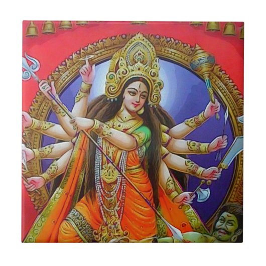 De Godin Durga Shakti van de strijder Tegeltje (Voorkant)