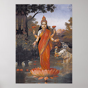 De godin LAKSHMI - zelfs grote afbeeldingen - Poster