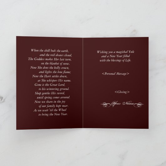 De Godin van de Hulst van Yule Feestdagen Kaart (Binnen)