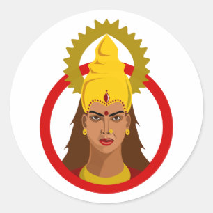 De Godin van de Kracht: Durga’s Kracht Ronde Sticker