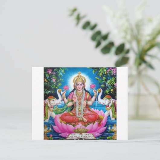De Godin van Lakshmi van Liefde, Welvaart, en Briefkaart (Staand voorkant)