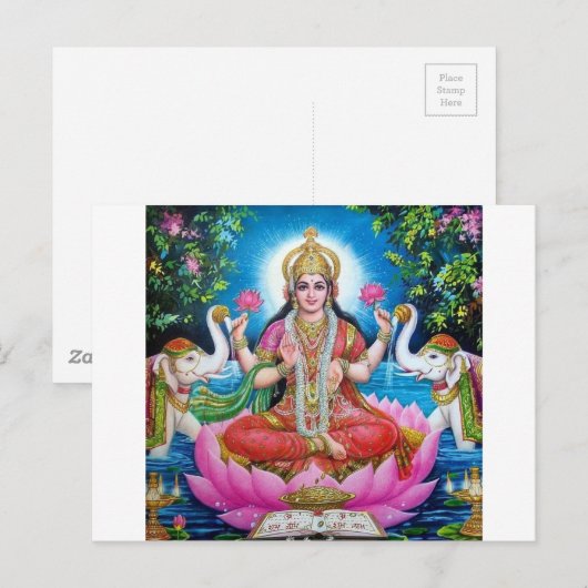 De Godin van Lakshmi van Liefde, Welvaart, en Briefkaart (Voorkant / Achterkant)