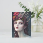 De godin van Winter Fantasy Floral Portrait Briefkaart (Staand voorkant)