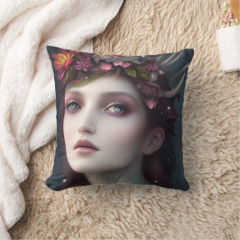 De godin van Winter Fantasy Floral Portrait Kussen