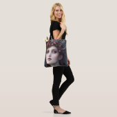 De godin van Winter Fantasy Floral Portrait Tote Bag (Op model)