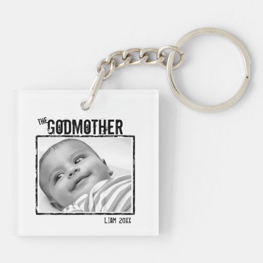 De Godmoeder | Aangepaste 2x foto en namen Sleutelhanger (Achterkant)