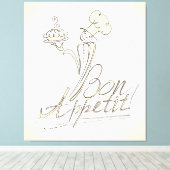 De goede Chef zegt Bon Appetit! Canvas Afdruk (Insitu (Houten vloer))