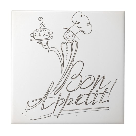 De goede Chef zegt Bon Appetit! Tegeltje (Voorkant)
