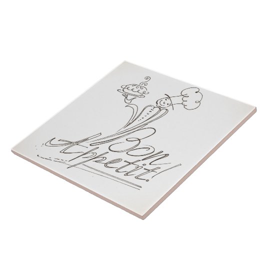 De goede Chef zegt Bon Appetit! Tegeltje (Zijkant)