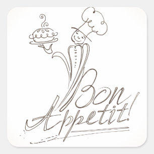 De goede Chef zegt Bon Appetit! Vierkante Sticker