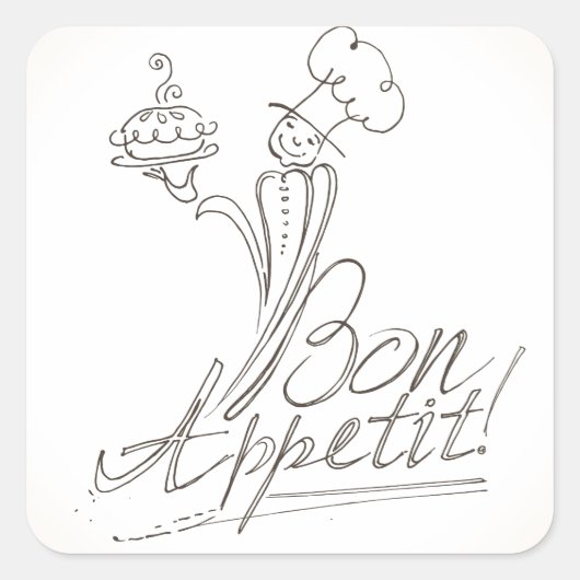 De goede Chef zegt Bon Appetit! Vierkante Sticker (Voorkant)