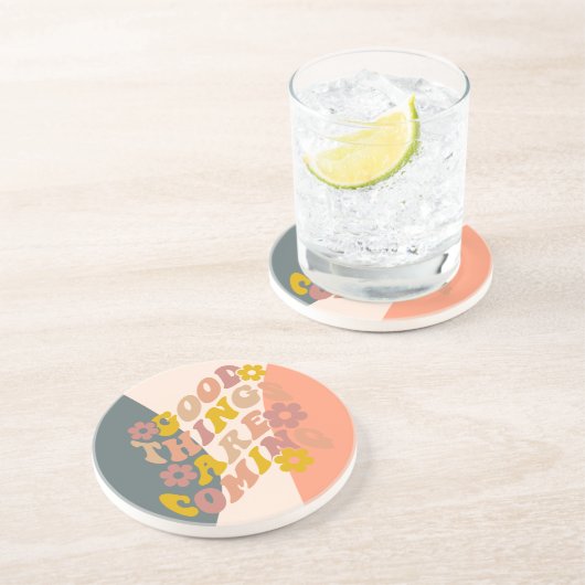 De goede dingen komen het Ontwerp van de Teruggave Zandsteen Onderzetter (Zijkant)