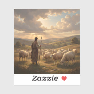 De Goede Herder – Christelijke Herder Kunst Vierka Sticker
