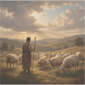 De Goede Herder – Christelijke Herder Kunst Vierka Sticker (Voorkant)