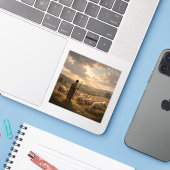 De Goede Herder – Christelijke Herder Kunst Vierka Sticker (Laptop met iPhone)