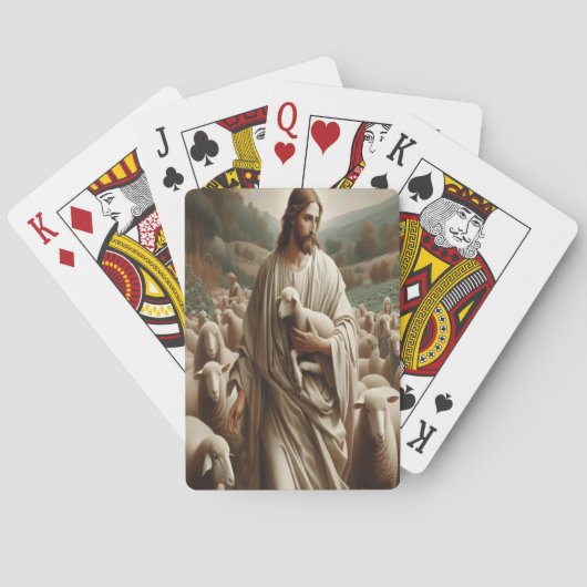 De goede herder die een lam vasthoudt pokerkaarten (Achterkant)