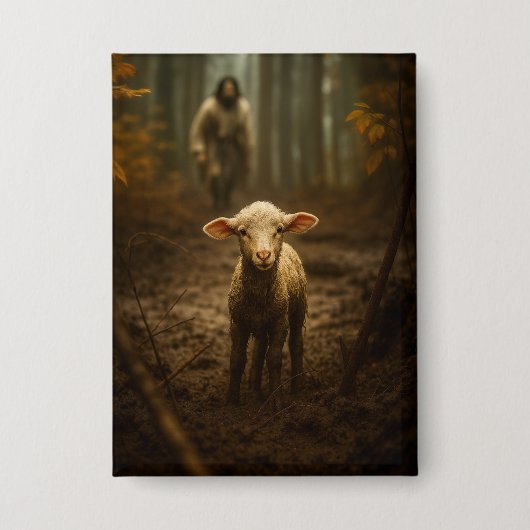 De Goede Herder en het Verloren Lam – Jezus & Lam Button (Voorkant)