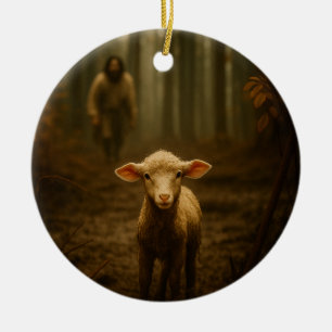 De Goede Herder en het Verloren Lam – Jezus & Lam Keramisch Ornament
