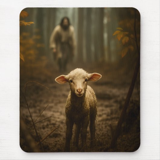 De Goede Herder en het Verloren Lam – Jezus & Lam Muismat (Voorkant)