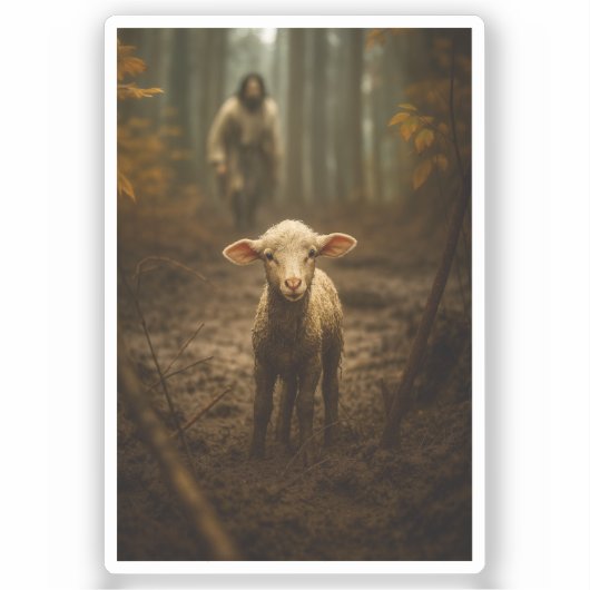 De Goede Herder en het Verloren Lam – Jezus & Lam Sticker (Voorkant)