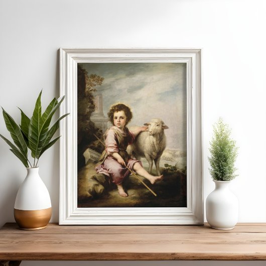 De Goede Herder, Esteban Murillo Foto Afdruk