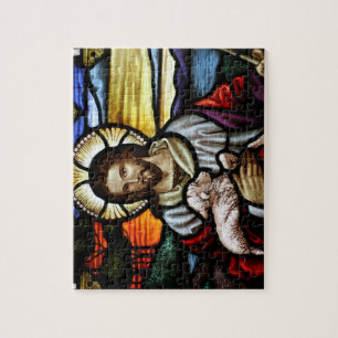 De Goede Herder; Jezus in glas-in-lood Legpuzzel