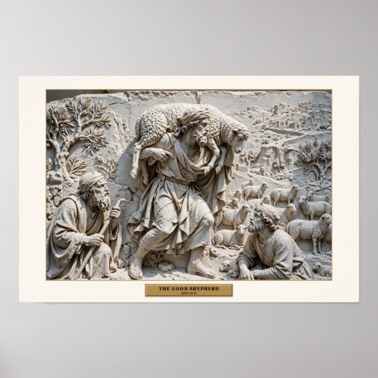 De Goede Herder — Renaissance Marmer Poster (Voorkant)