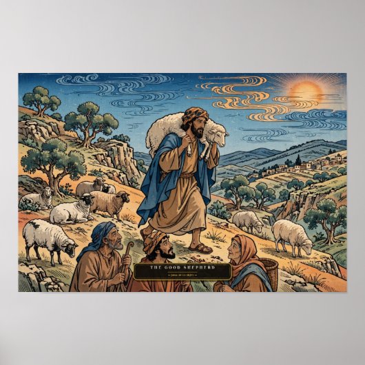 De Goede Herder — Ukiyo-e Poster (Voorkant)